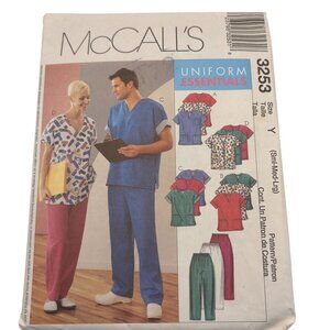 McCalls 3253 Uniform Essentials Sewing Pattern Scrubs Tops Pants Size Y S M L XL
